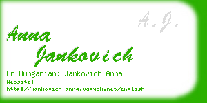 anna jankovich business card